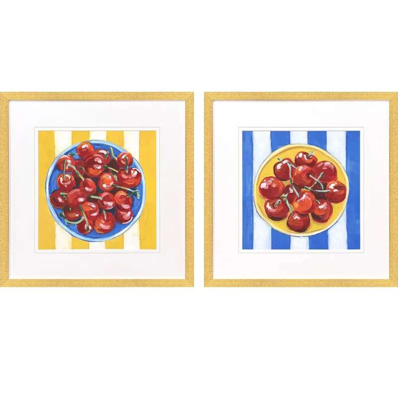 Table Cherries S/2 Framed Art