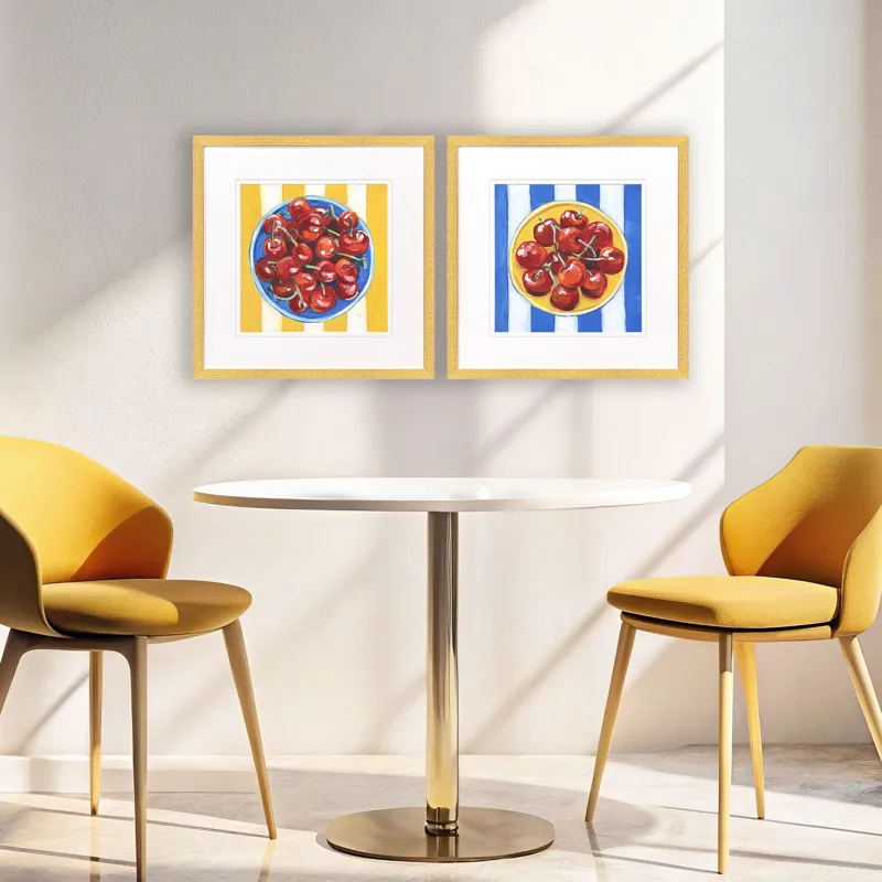 Table Cherries S/2 Framed Art