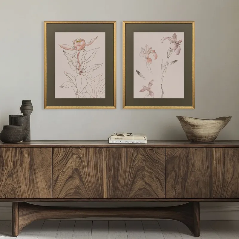 Delicate Sketch II S/2 Framed Art