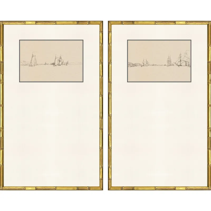 Harbor Sketch S/2 Framed Art