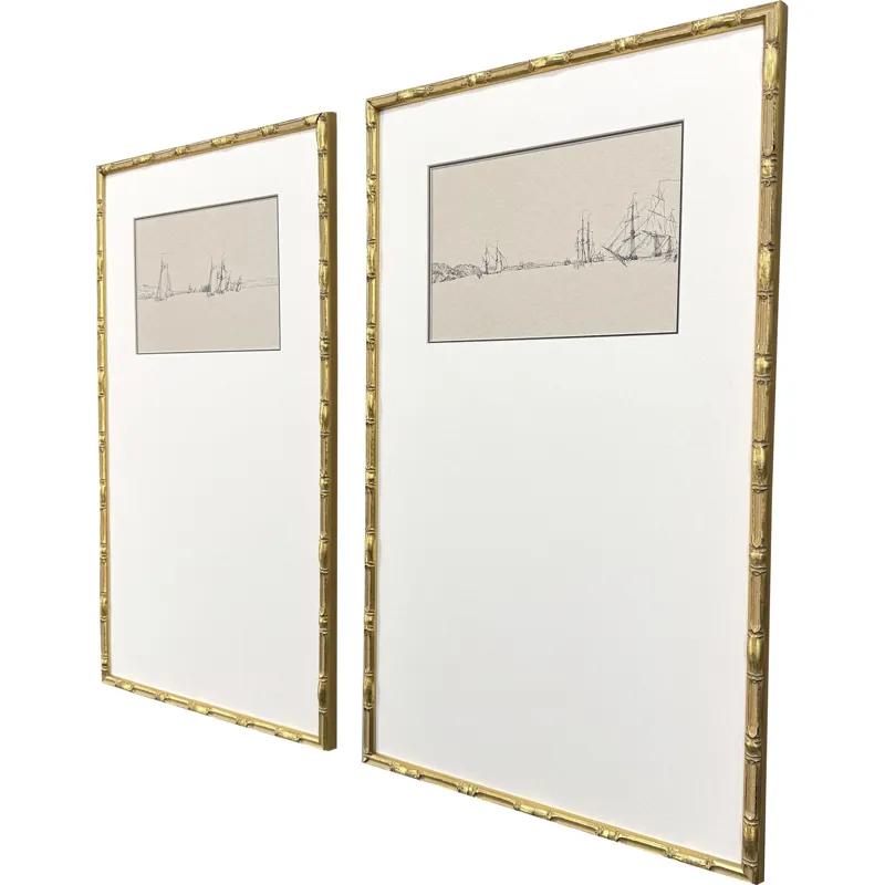 Harbor Sketch S/2 Framed Art