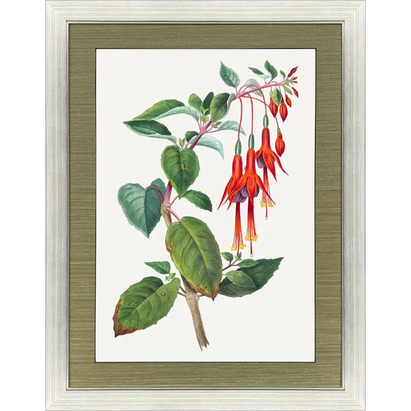 Downward Red Floral Framed Art
