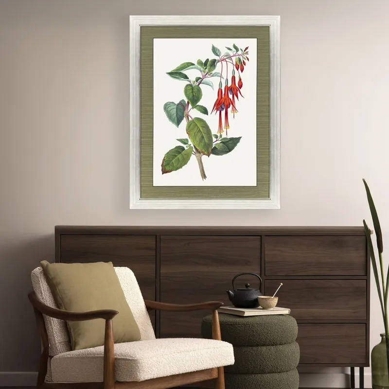 Downward Red Floral Framed Art
