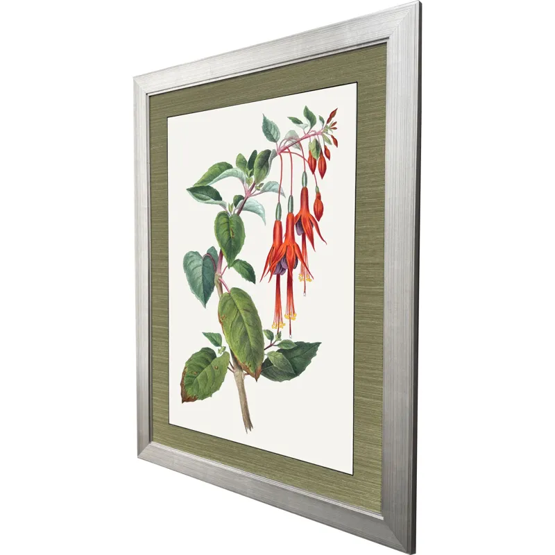 Downward Red Floral Framed Art