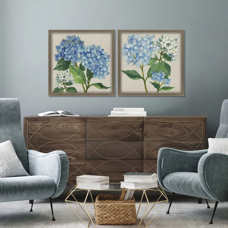 Hydrangea Study S/2 Framed Art