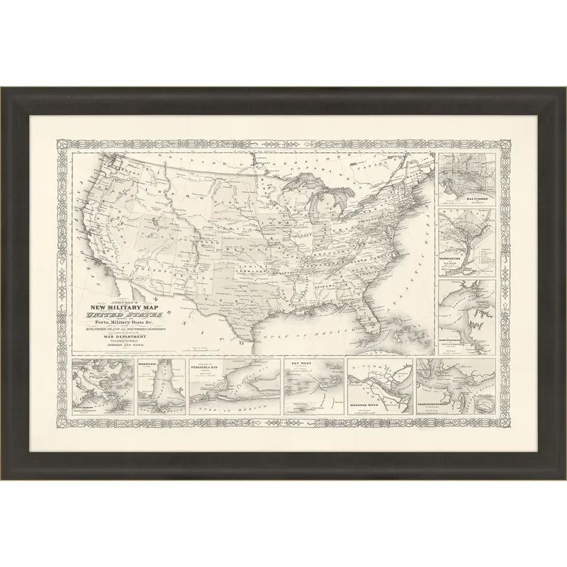 Military Map of US, 1861 Framed Art