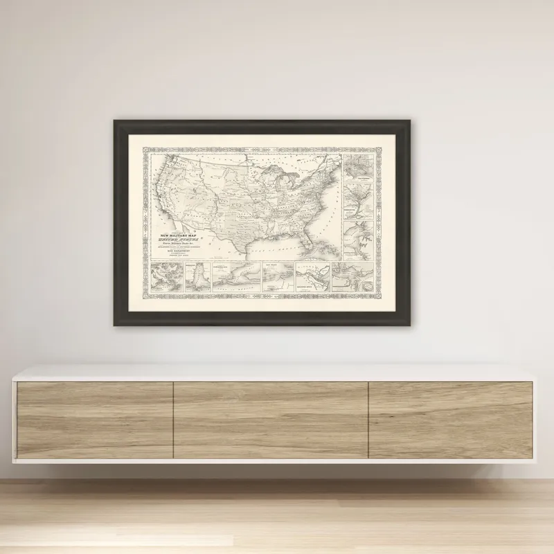 Military Map of US, 1861 Framed Art