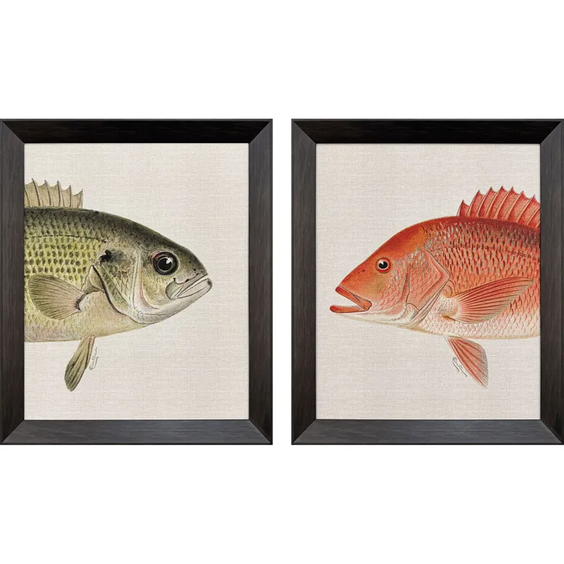 Green/Red Fish S/2 Framed Art