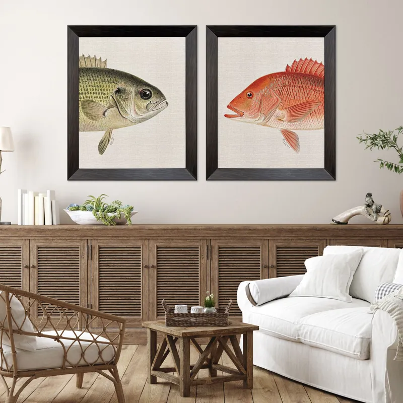 Green/Red Fish S/2 Framed Art