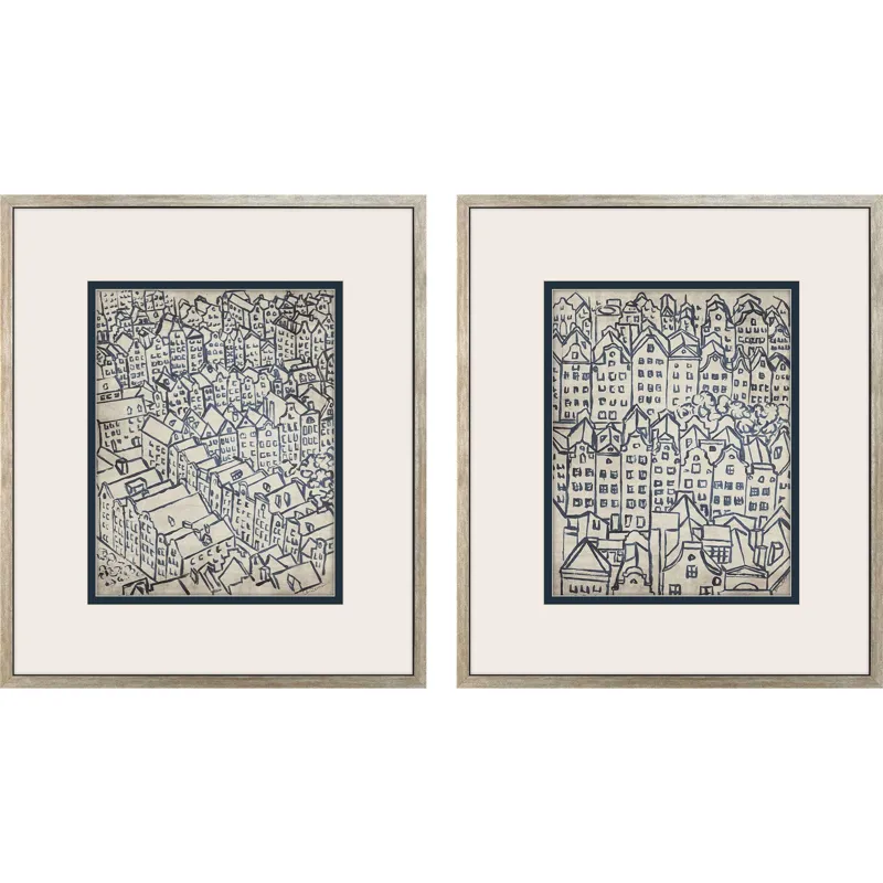 Europe Rooftops S/2 Framed Art