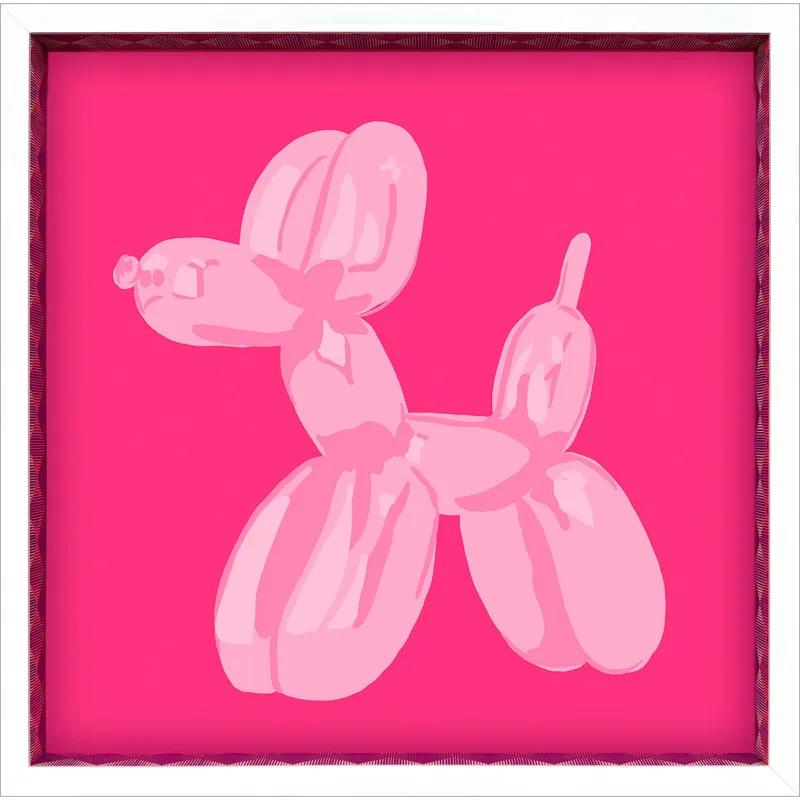 Pink Dog Balloon Framed Art