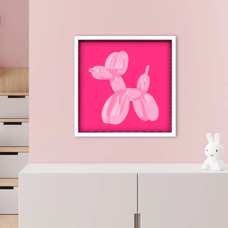 Pink Dog Balloon Framed Art