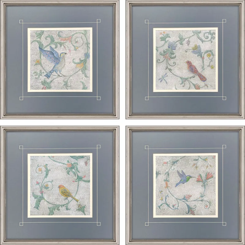 Mosaic Birds S/4 Framed Art