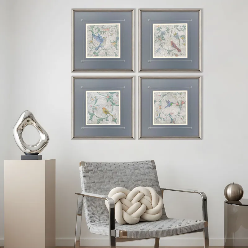 Mosaic Birds S/4 Framed Art