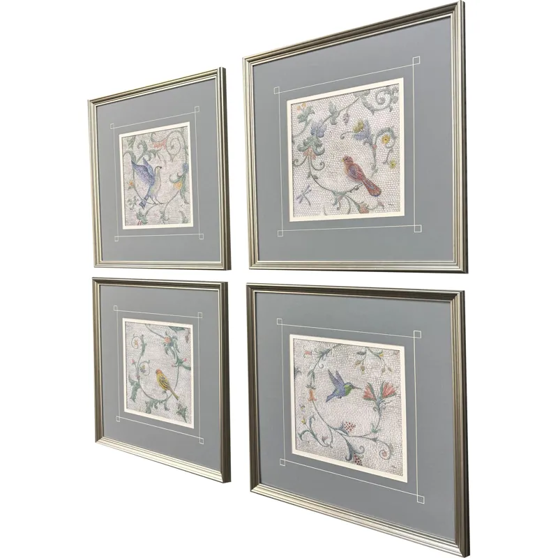 Mosaic Birds S/4 Framed Art