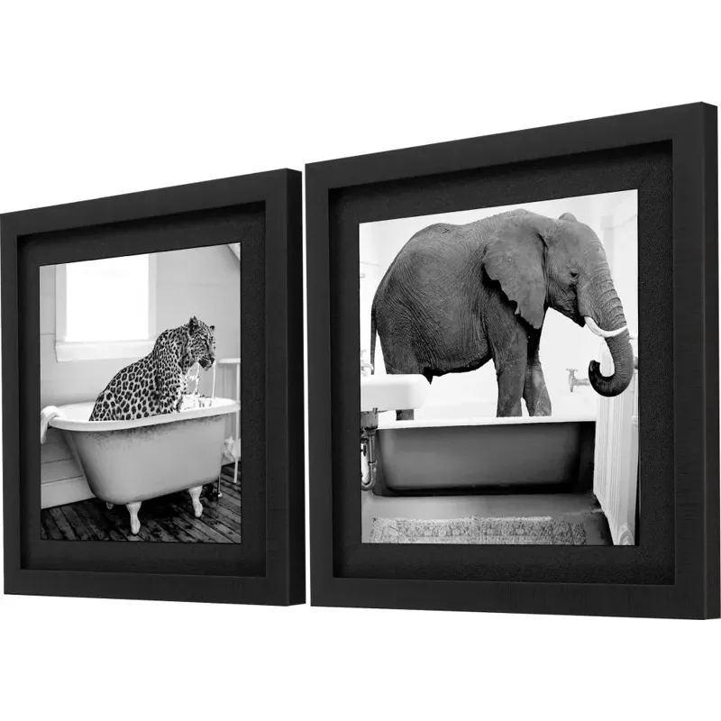 Safari Bath II S/2 Framed Art