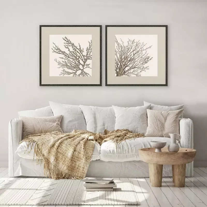 Taupe Coral S/2 Framed Art