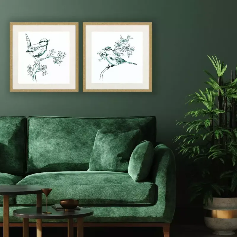 Emerald Songbirds II S/2 Framed Art
