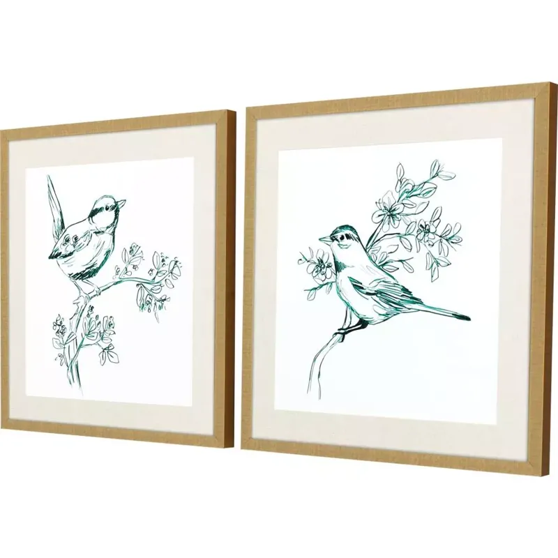 Emerald Songbirds II S/2 Framed Art