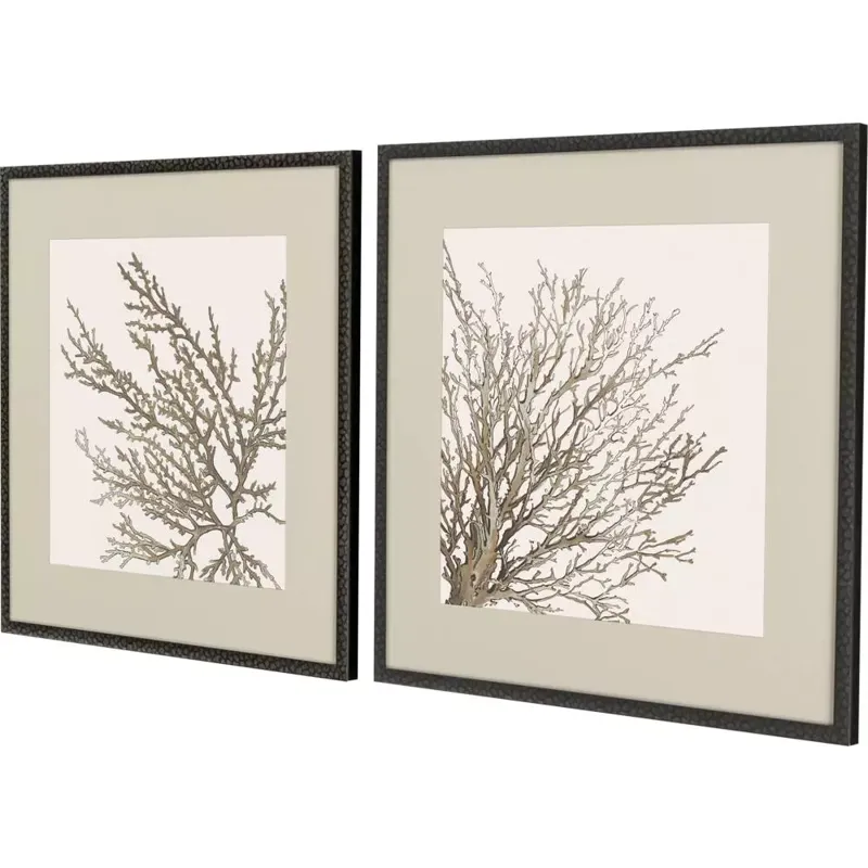 Taupe Coral S/2 Framed Art