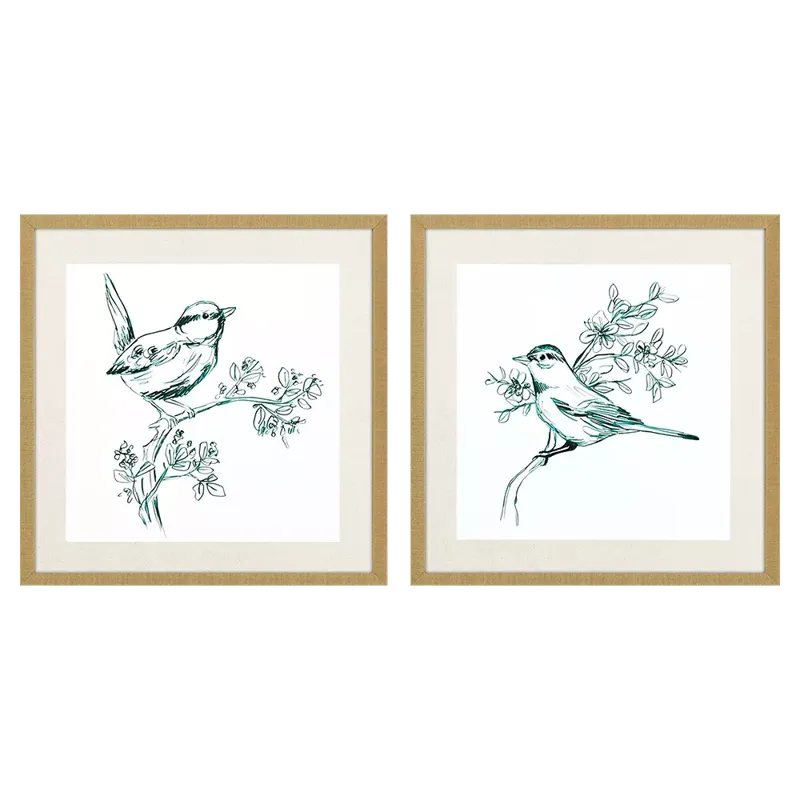 Emerald Songbirds II S/2 Framed Art