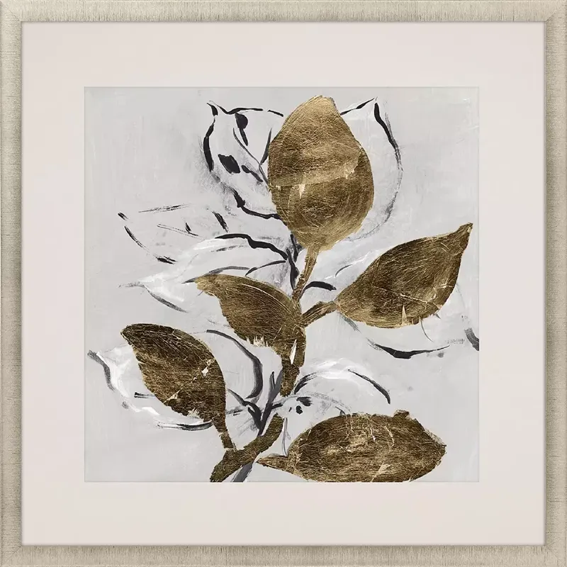 Golden Floral II Framed Art