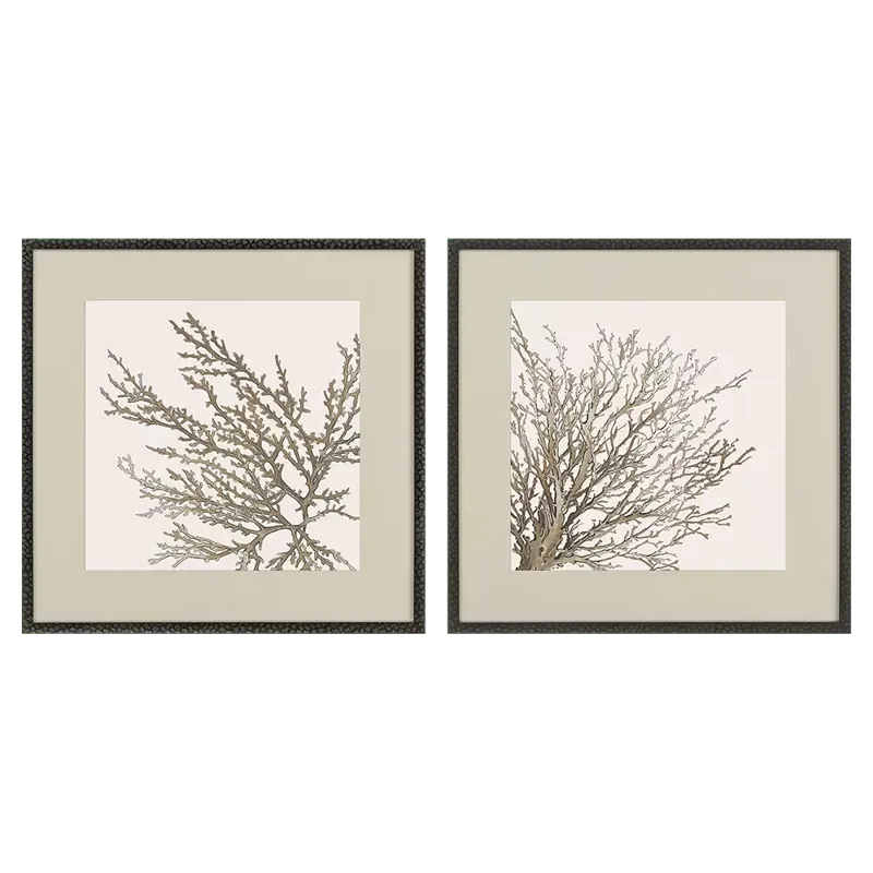 Taupe Coral S/2 Framed Art