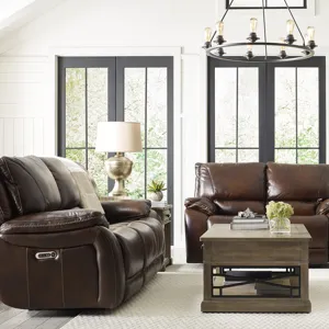 Vail Burnt Sienna Power Reclining Sofa and Loveseat