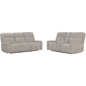 Traxton Jasper Taupe Power Zero Gravity Sofa and Loveseat