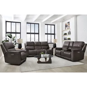 Easton Steamboat Brown Zero Gravity Power Reclining Sofa Loveseat and Recliner