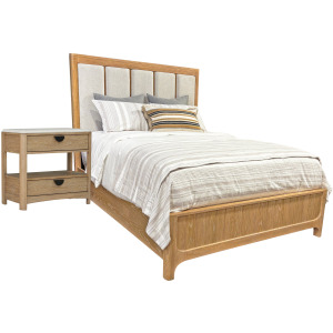 Escape Bedroom Queen Panel Bed and Nightstand
