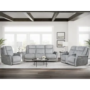 Linus Hudson Grey Power Reclining Sofa Loveseat and Recliner