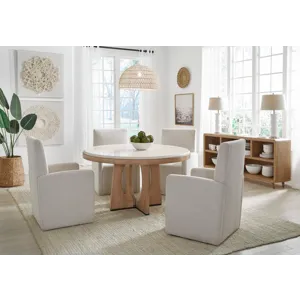 Escape Dining 54 Inch Round Table with Console and 4 Caster Chairs