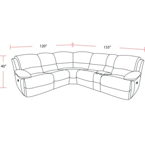 Spartacus Oyster 6 Piece Modular Power Reclining Sectional with Power Adjustable Headrests
