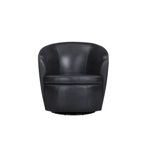 Barolo Vintage Onyx 100% Italian Leather Swivel Club Chair Two Pack