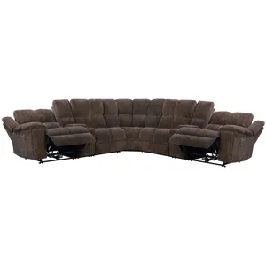 Bronco Plush Umber 7 Piece Modular Zero Gravity Power Reclining Sectional with Power Adjustable Headrests