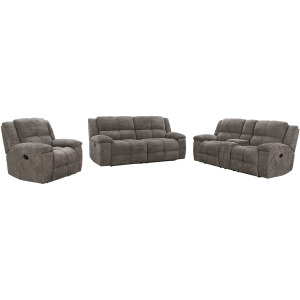 Buster Cabot Stone Manual Reclining Sofa Loveseat and Recliner