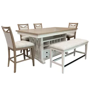 Americana Modern Dining 72 inch Island Counter Height Extendable Dining Table