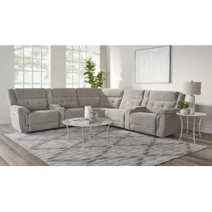 Richland Bristol Grey 7 Piece Modular Power Reclining Sectional with Power Adjustable Headrests