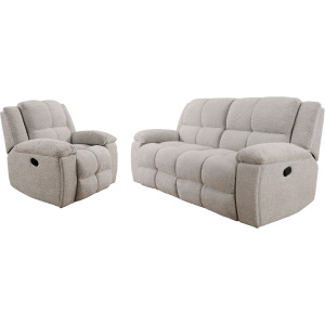 Buster Opal Taupe Manual Reclining Sofa and Recliner