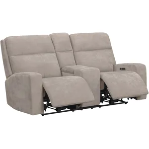 Traxton Jasper Taupe Power Zero Gravity Tilt Console Loveseat P3