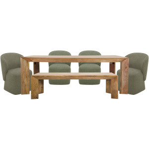 Crossings Downtown Dining 86 Inch Rectangular Dining Table With 4 Upholstered Chairs