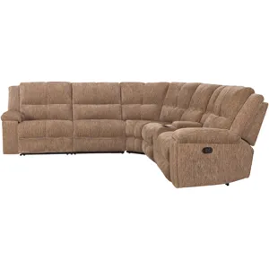 Bronco Plush Tobacco 6 Piece Modular Manual Reclining Sectional