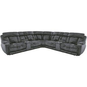 Dalton Lucky Charcoal 7 Piece Modular Power Reclining Sectional with Power Adjustable Headrests