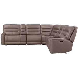 Lawson Sydney Brunette 7 Piece Modular Zero Gravity Power Reclining Sectional with Adjustable Headrests