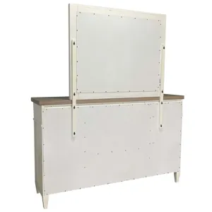 Americana Modern Bedroom King Platform Bed 2 Nightstands and Dresser with Mirror