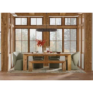 Crossings Downtown Dining 86 Inch Rectangular Dining Table With 4 Upholstered Chairs