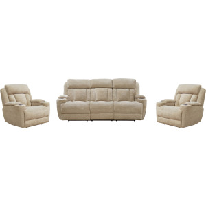 Dalton Lucky Fawn Power Reclining Sofa and Two Recliners