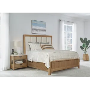 Escape Bedroom Queen Panel Bed and Nightstand