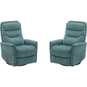 Gemini Snazzy Blue Manual Swivel Glider Recliner Two Pack